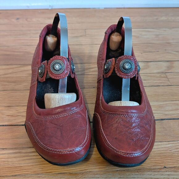Taos Mary Jane Flats Leather Applique Red Comfort Ballet Shoes Walking Size 6 - Picture 5 of 13